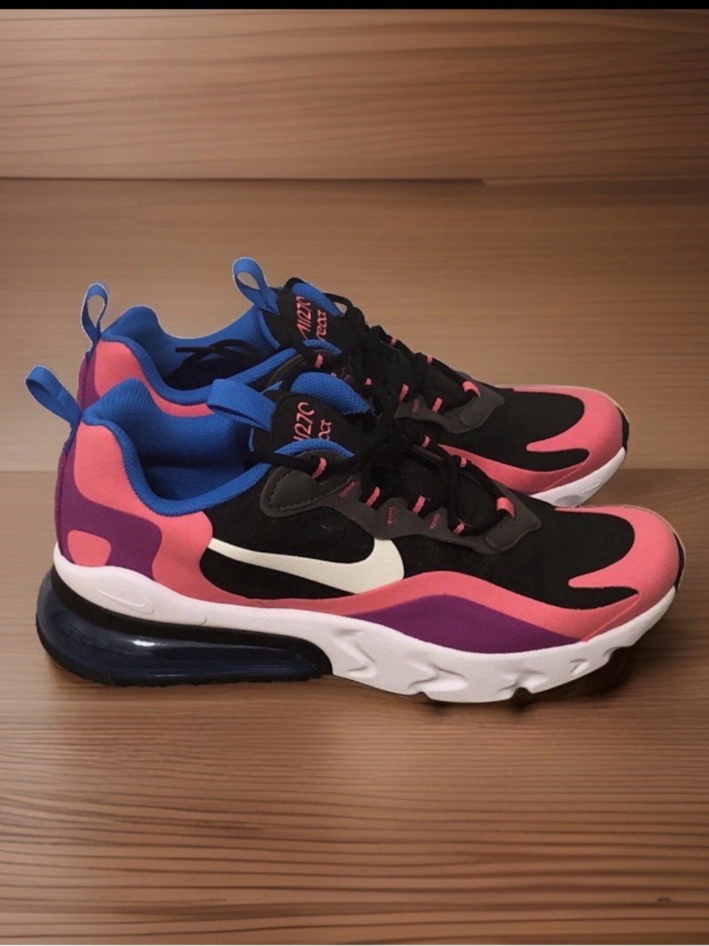 Nike Air Max 270 React GS Hyper Pink 7Y/8.5W Athletic Running Walking Sneakers